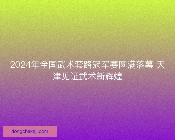 2024年全国武术套路冠军赛圆满落幕 天津见证武术新辉煌